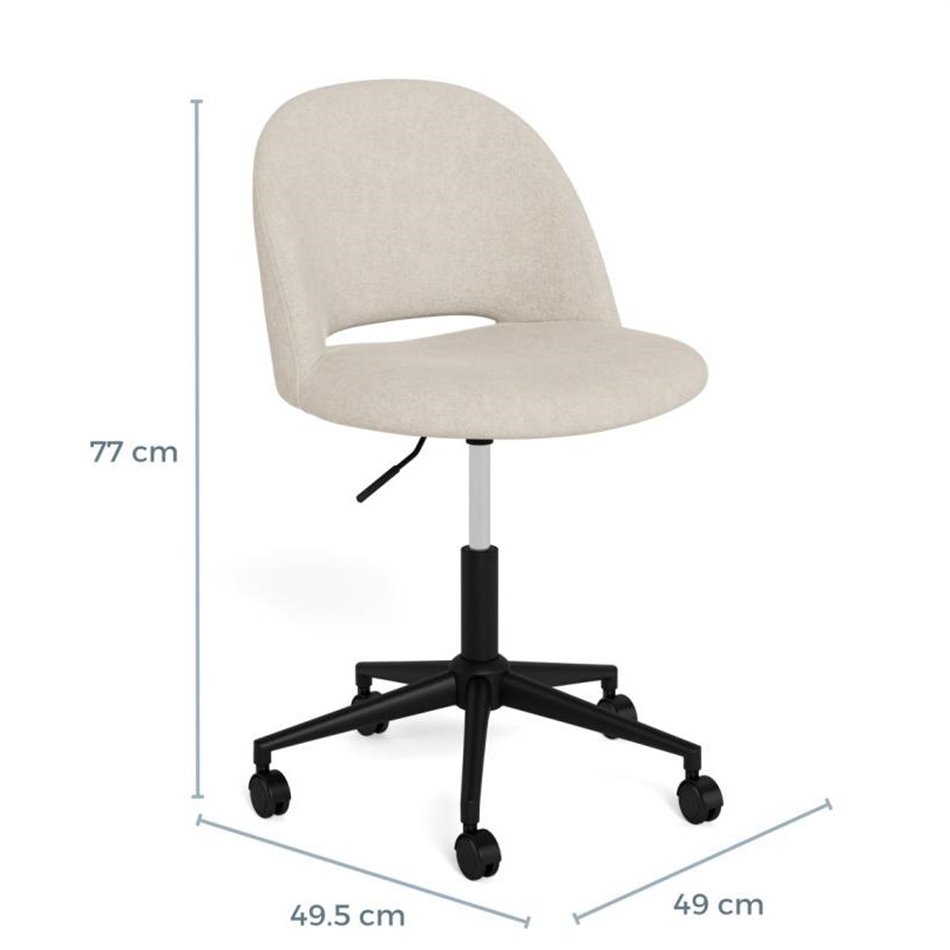 Office chair Aklan, swivel, beige, H77x49.5x49cm, seat height 44.5-54.5cm