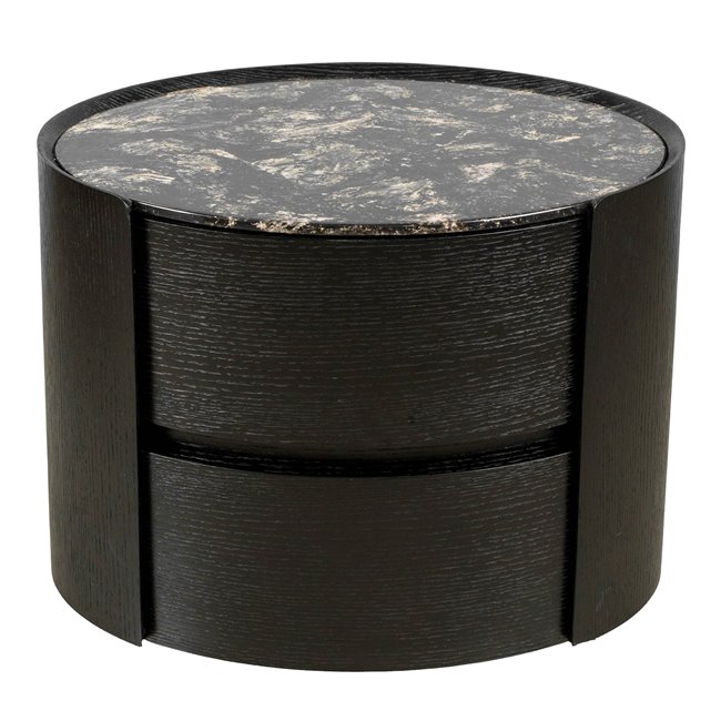 Night stand Savelli black, plywood/wood veneer/artificial marble, H48x60x41cm