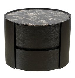 Night stand Savelli black, plywood/wood veneer/artificial marble, H48x60x41cm