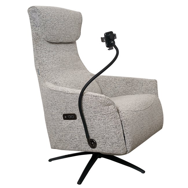 Electric recliner Olivy 112, 2 motors, gray-white, rotatable 360 degrees, H86-115x76x74-171cm, seat height 44-48cm