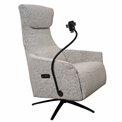 Electric recliner Olivy 112, 2 motors, gray-white, rotatable 360 degrees, H86-115x76x74-171cm, seat height 44-48cm