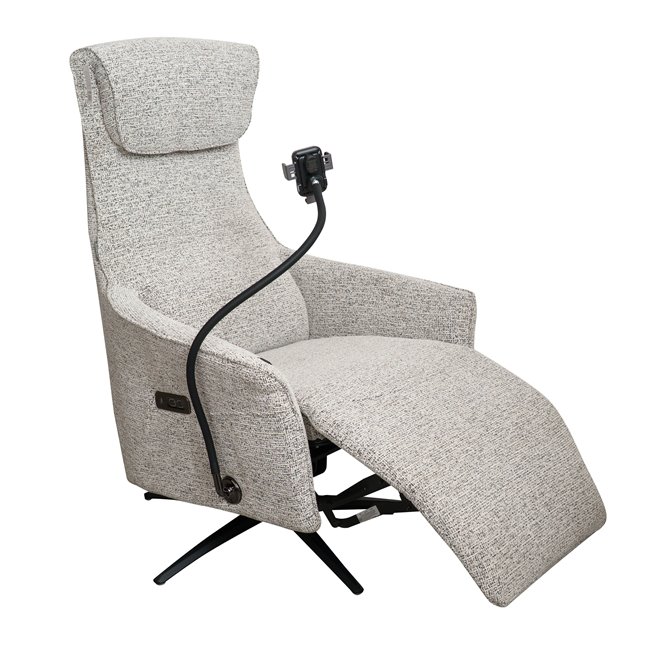 Electric recliner Olivy 112, 2 motors, gray-white, rotatable 360 degrees, H86-115x76x74-171cm, seat height 44-48cm