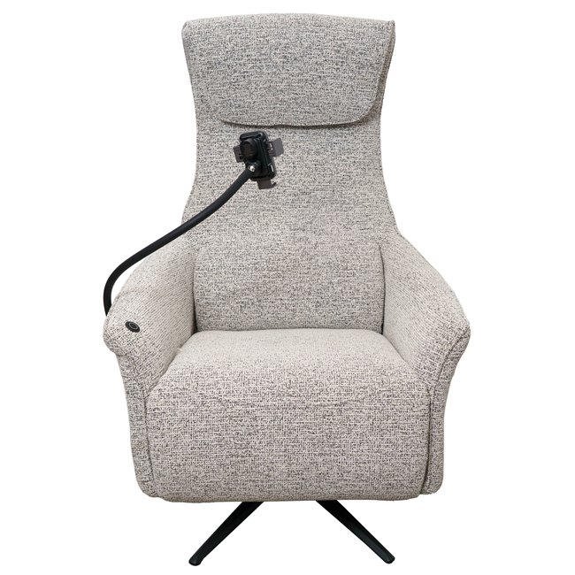 Electric recliner Olivy 112, 2 motors, gray-white, rotatable 360 degrees, H86-115x76x74-171cm, seat height 44-48cm
