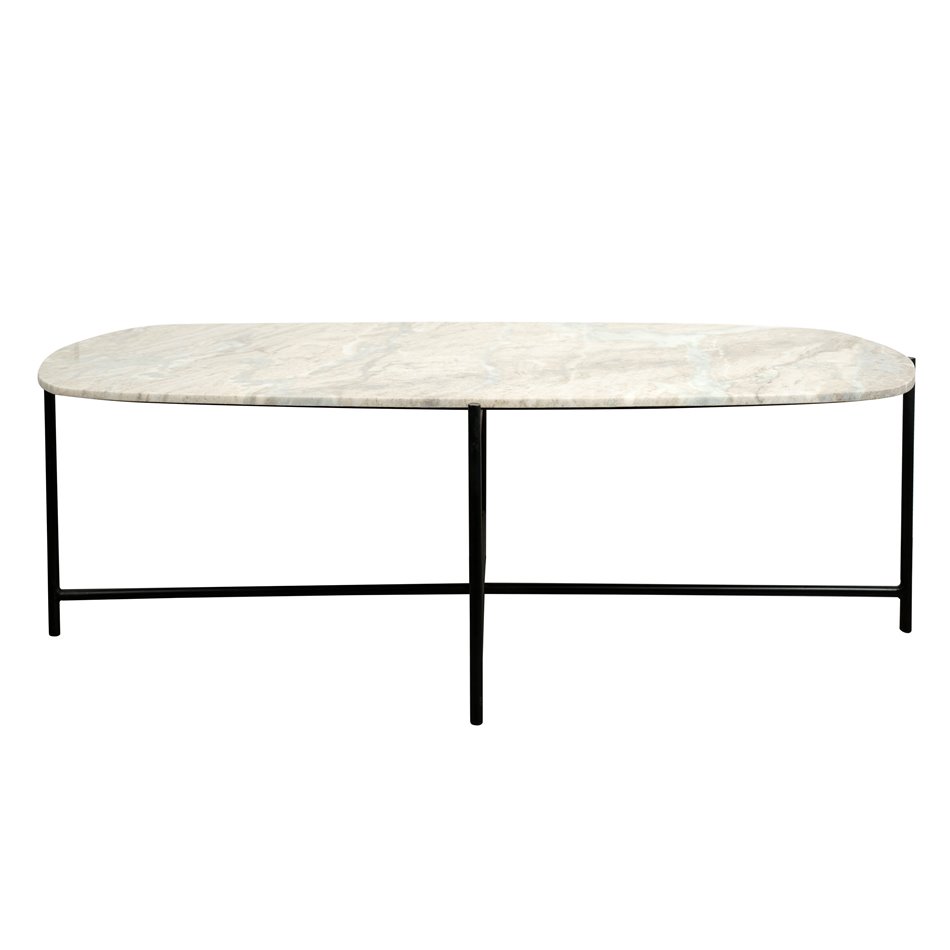 Coffee table Jette, metal/marble, 123x64cm H40cm