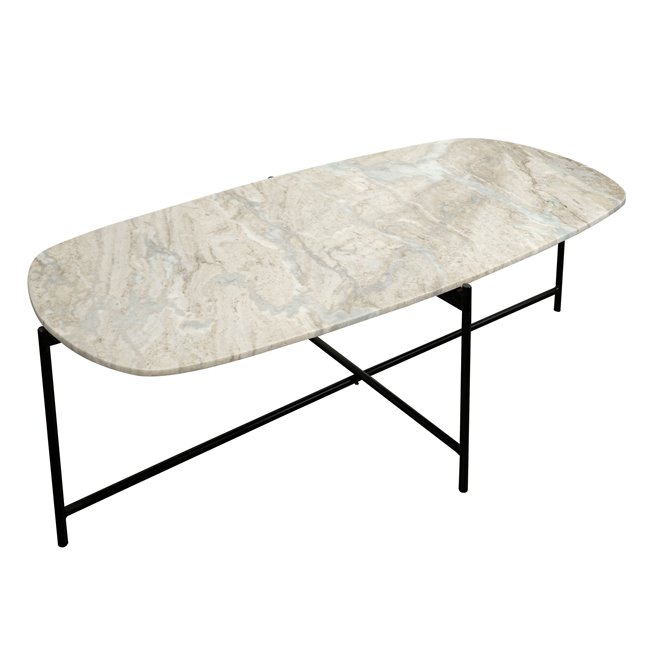 Coffee table Jette, metal/marble, 123x64cm H40cm