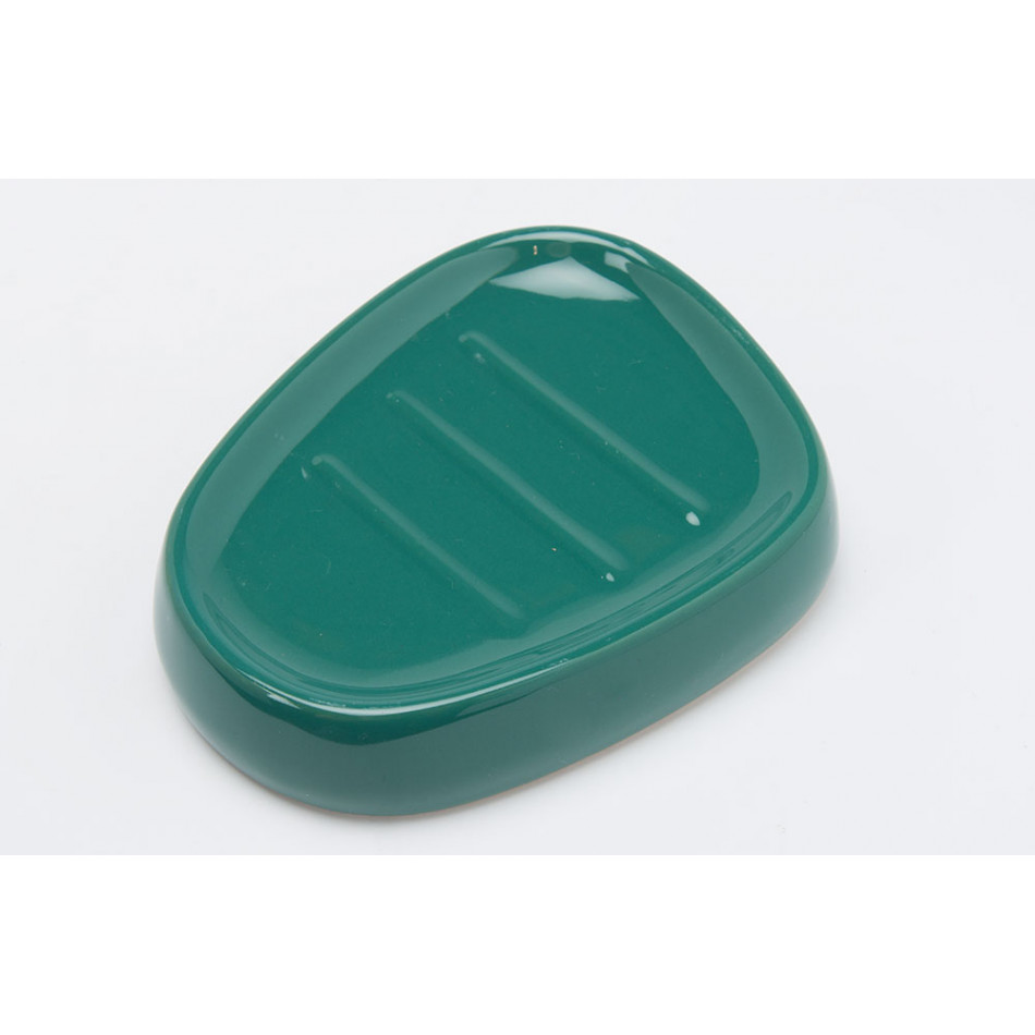 Soap dish, green colour, ceramic, 12x9.5x2.3cm