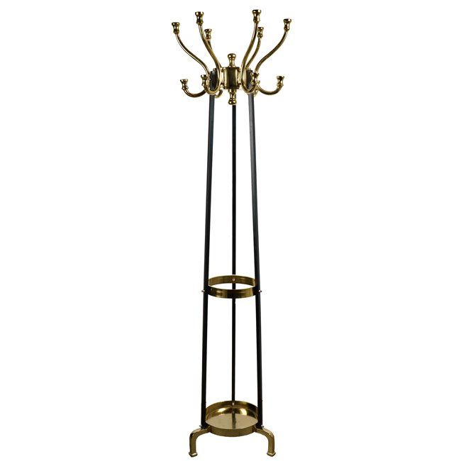 Coat hanger Jorens, black/gold color, metal, H166x39x39cm