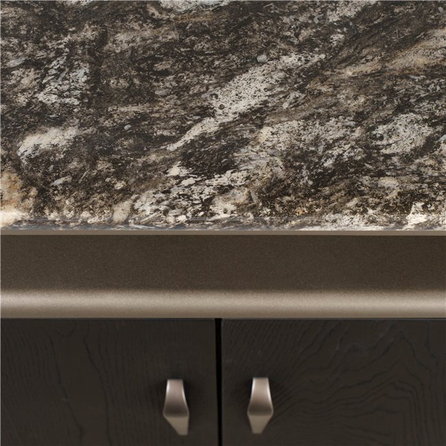 Sideboard Savelli black, metal/artificial marble/MDF/wood veneer, H77x150x40cm