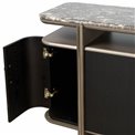 Sideboard Savelli black, metal/artificial marble/MDF/wood veneer, H77x150x40cm