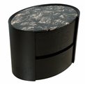 Bedside table Savelli black, plywood/wood veneer/artificial marble, H48x60x41cm