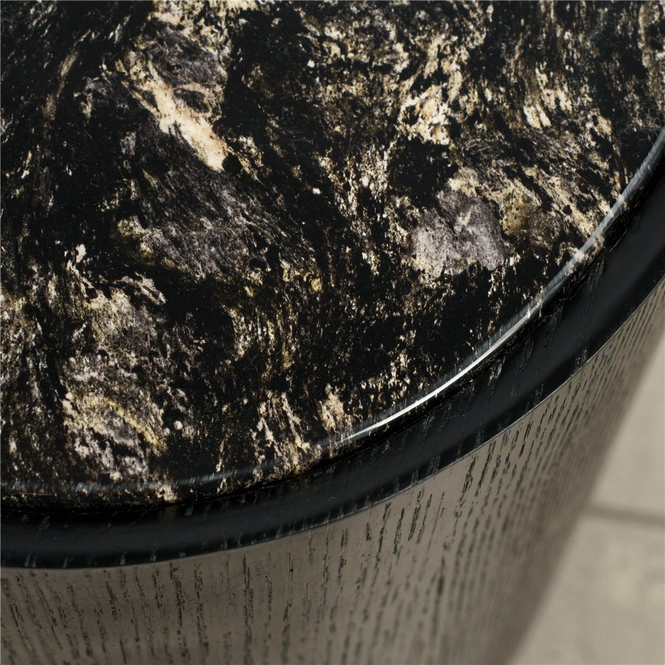 Bedside table Savelli black, plywood/wood veneer/artificial marble, H48x60x41cm