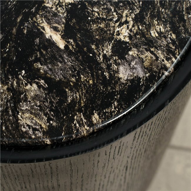 Bedside table Savelli black, plywood/wood veneer/artificial marble, H48x60x41cm