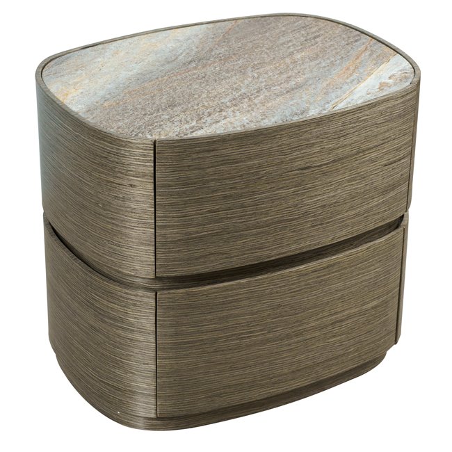Bedside table Savero, plywood/oak veneer/marble, H50x55x43cm