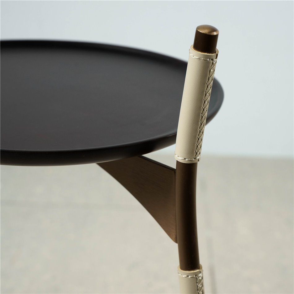 Side table Sattely, wood/metal/PU, D38cm H60cm