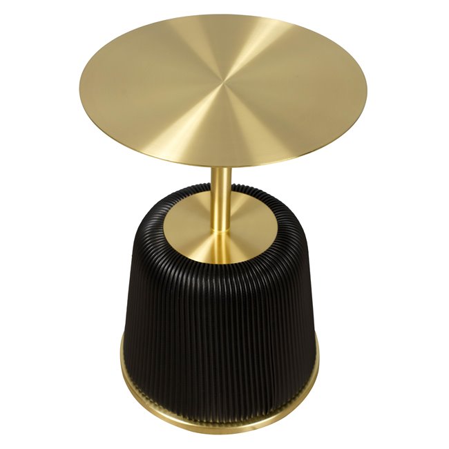 Side table Jade, black/gold color, PU/metal, D40cm H55cm