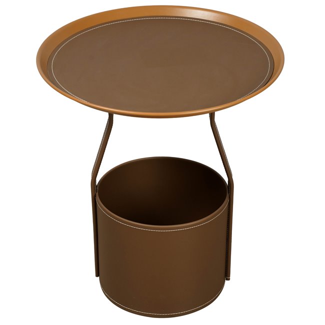 Side table Jakko, brown, iron/PU, D48cm H53cm