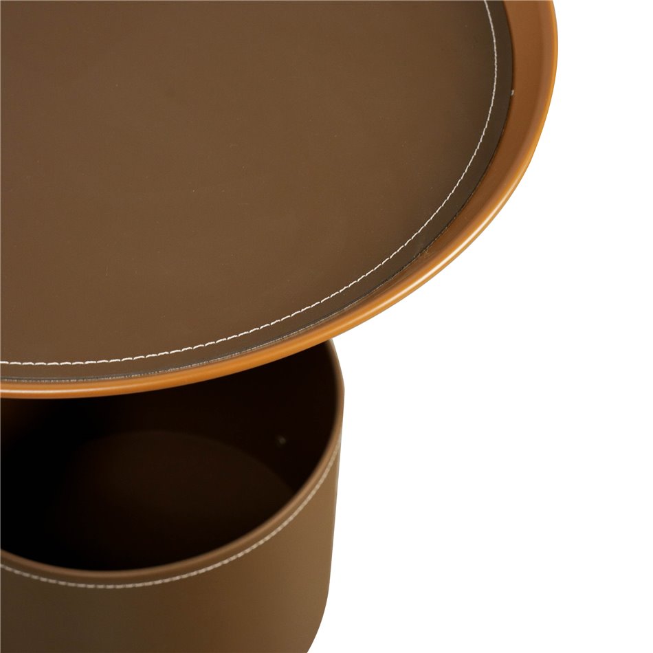Side table Jakko, brown, iron/PU, D48cm H53cm