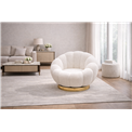 Swivel leisure chair Valdo, white/gold color, rotatable 360 degrees, H75x101x99cm, seat height 40cm
