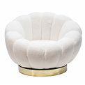 Swivel leisure chair Valdo, white/gold color, rotatable 360 degrees, H75x101x99cm, seat height 40cm