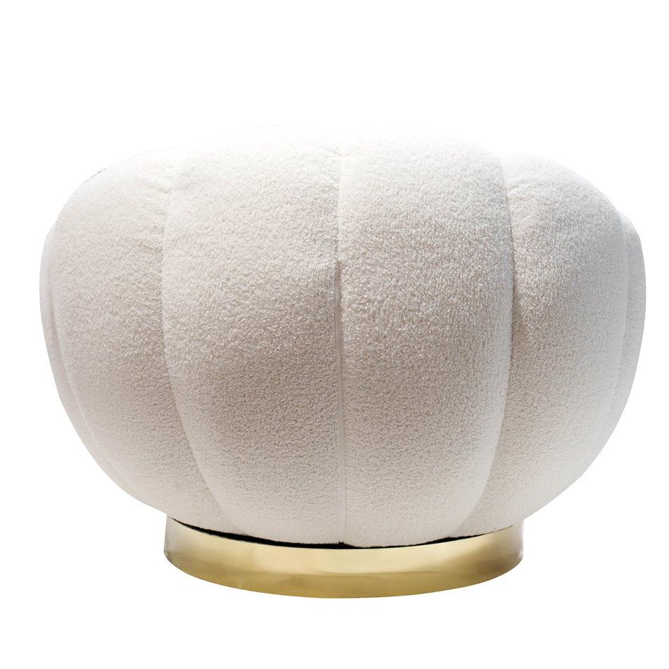 Swivel leisure chair Valdo, white/gold color, rotatable 360 degrees, H75x101x99cm, seat height 40cm