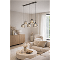 Pendant lamp Rikardo, smoky/black, H65-180x140x30cm, E27x5 40W(MAX)