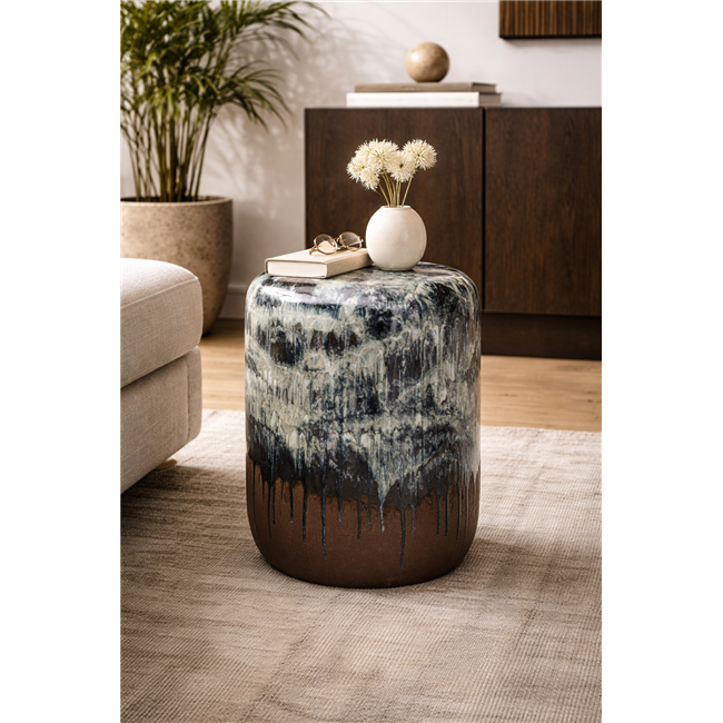 Side table Misty, blue/brown, D35cm H47cm