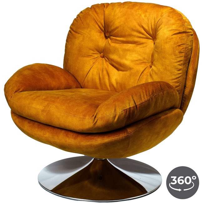 Leisure chair Vanesa, vintage gold 15, rotatable 360 degrees, 84x50xH85, seat height 46cm