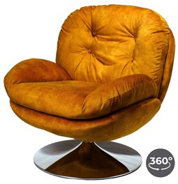 Кресло для отдыха Vanesa, золотистое 15, вращающийся на 360 градусов, 84x50xH85, высота сиденья 46cm