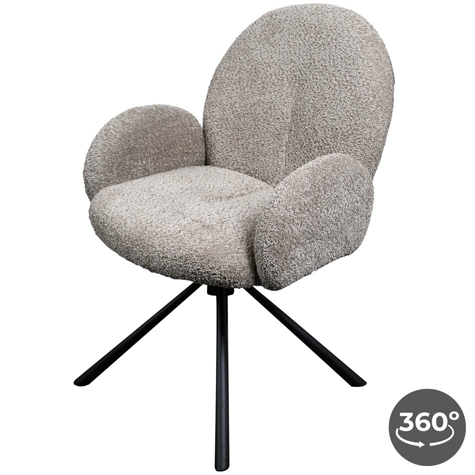 Dinning chair Lanciano, swivelling 360 degrees, beige, H85x62x65cm, seat height 45cm