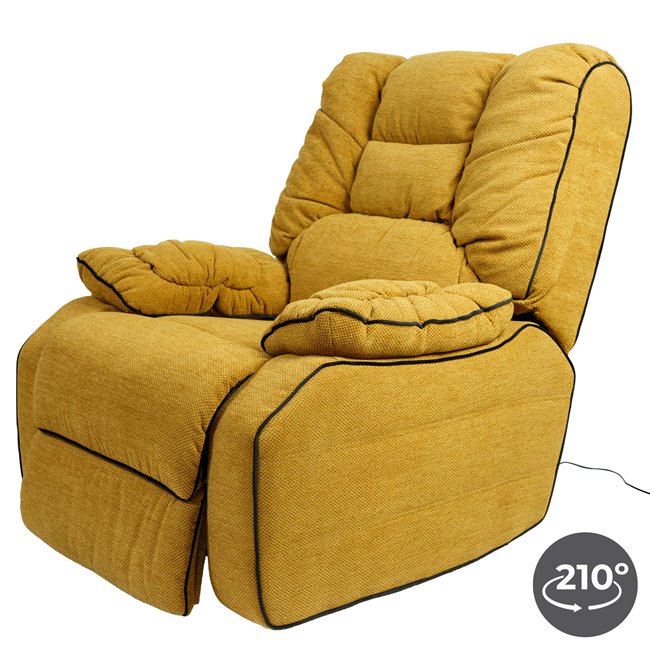 Electric recliner/rocking chair Hohenberg, apricot color, rotatable 210 degrees, H84-106x96x105-170cm
