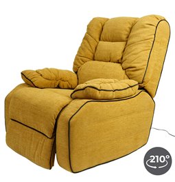 Electric recliner/rocking chair Hohenberg, apricot color, rotatable 210 degrees, H84-106x96x105-170cm