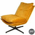 Armchair Zarra, yellow, rotatable 360 degrees, H87x70x96cm, seat height 45cm