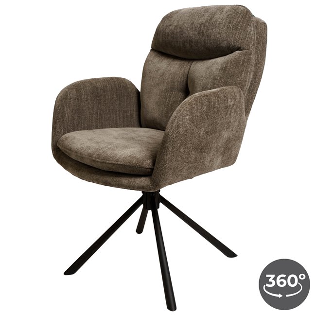 Обеденный стул Vilando 12, темно-коричневый, вращающийся на 360 градусов, H90.5x68x60cm, высота сиденья 48cm