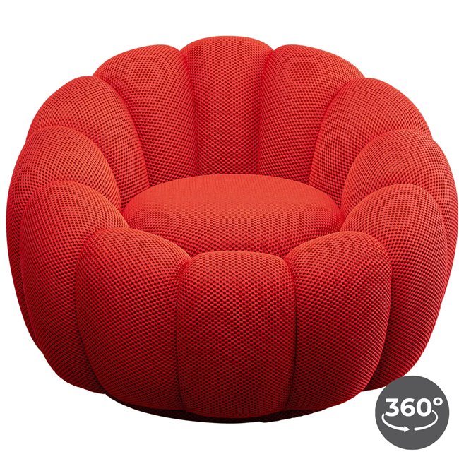 Swivel armchair Peppo Bloom, red, rotatable 360 degrees, H66xD94cm, seat height 40cm