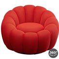 Swivel armchair Peppo Bloom, red, rotatable 360 degrees, H66xD94cm, seat height 40cm