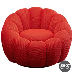 Swivel armchair Peppo Bloom, red, rotatable 360 degrees, H66xD94cm, seat height 40cm