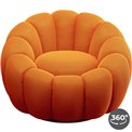 Swivel armchair Peppo Bloom, orange, rotatable 360 degrees, H66xD94cm, seat height 40cm