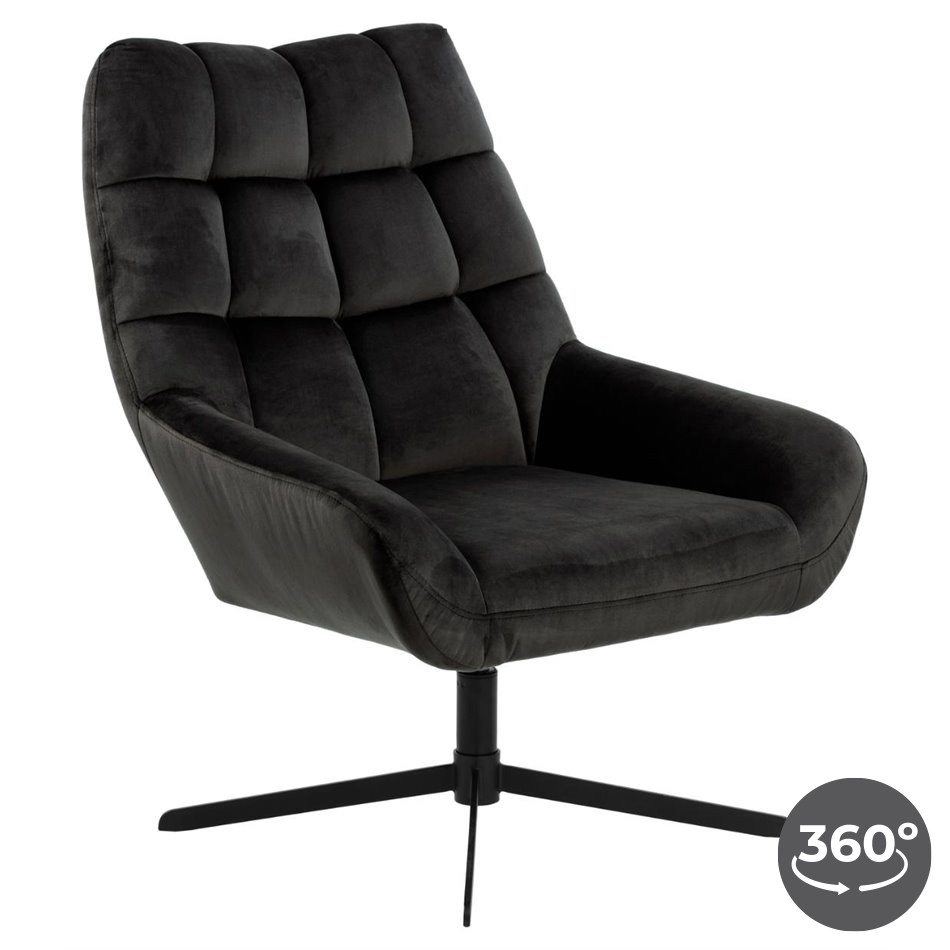 Resting chair Acri, grey brown, rotatable 360 degrees, H88x73x82cm, seat high 44cm