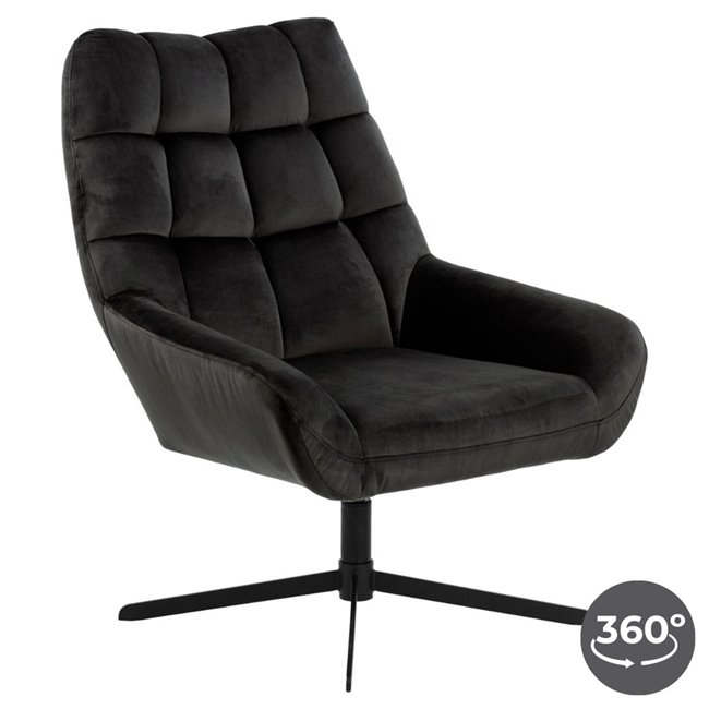 Resting chair Acri, grey brown, rotatable 360 degrees, H88x73x82cm, seat high 44cm