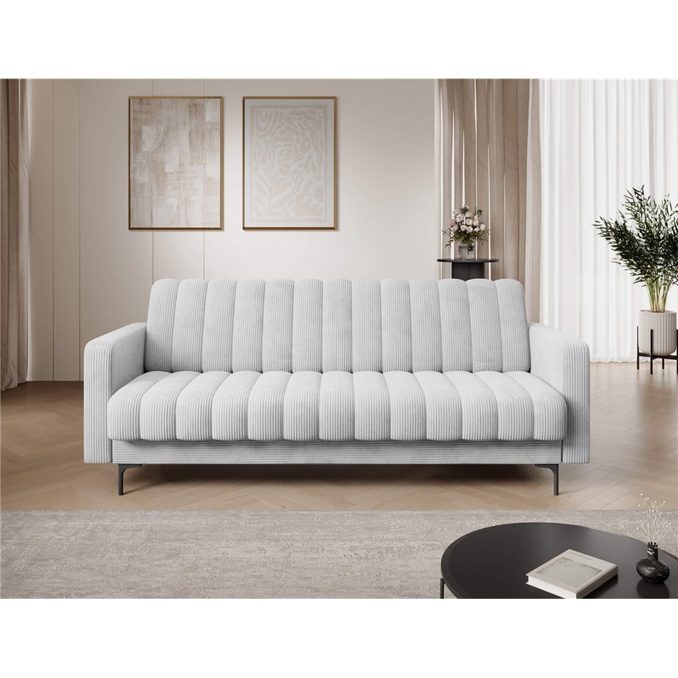 Sofa bed Eroneyy, sleeping function, Jarell 04, corduroy, grey, H86x212x89cm