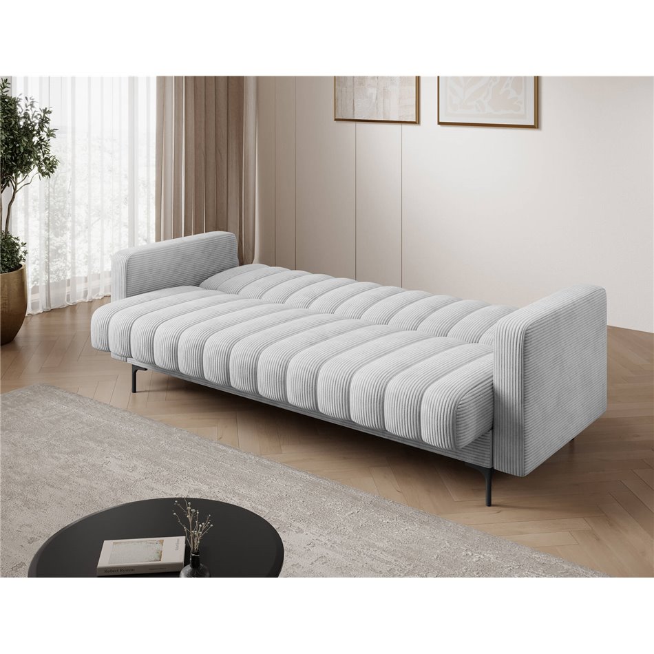 Sofa bed Eroneyy, sleeping function, Jarell 04, corduroy, grey, H86x212x89cm