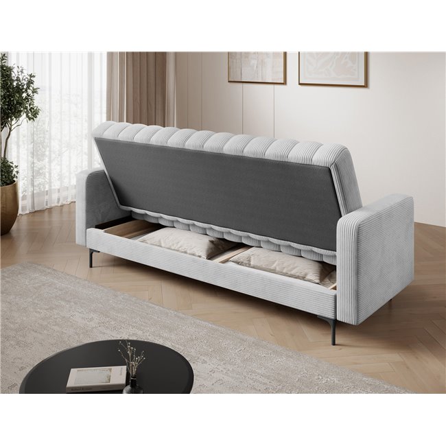 Sofa bed Eroneyy, sleeping function, Jarell 04, corduroy, grey, H86x212x89cm