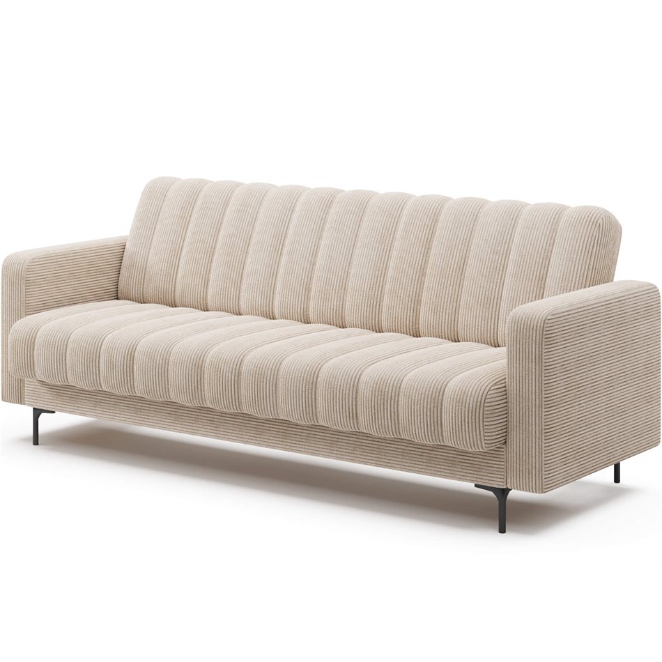 Sofa bed Eroneyy, sleeping function, Jarell 18, corduroy, beige, H86x212x89cm