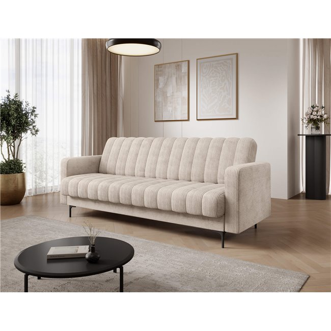 Sofa bed Eroneyy, sleeping function, Jarell 18, corduroy, beige, H86x212x89cm