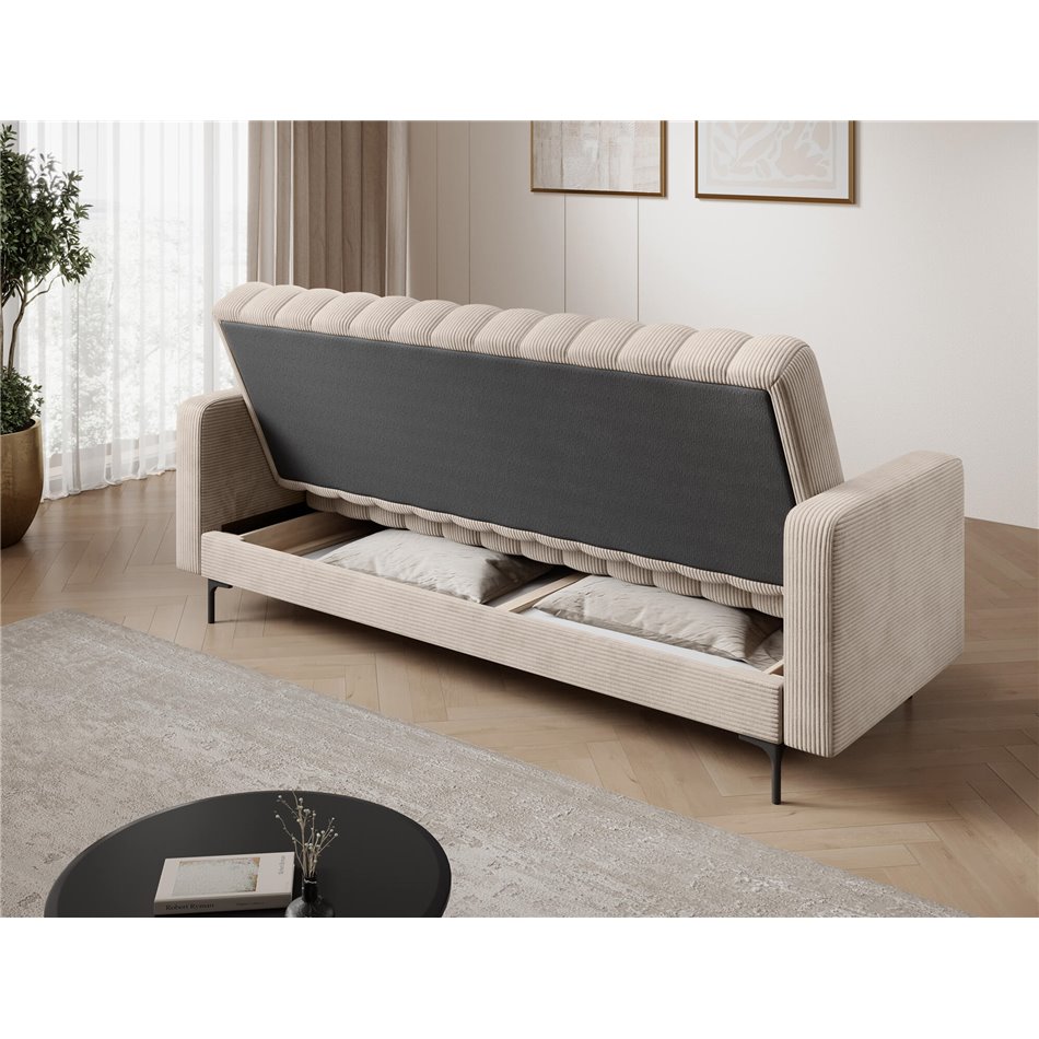 Sofa bed Eroneyy, sleeping function, Jarell 18, corduroy, beige, H86x212x89cm