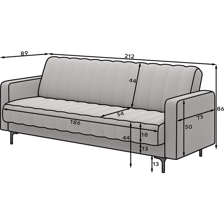 Sofa bed Eroneyy, sleeping function, Sola 18, beige, H86x212x89cm