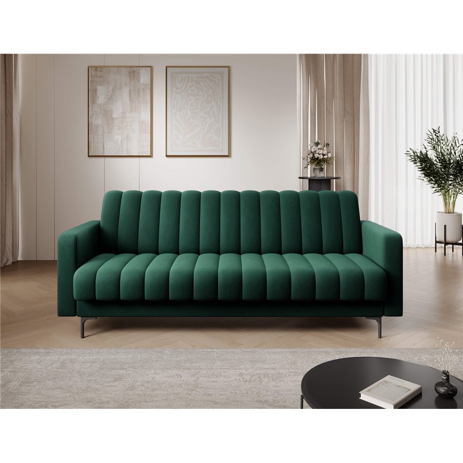 Sofa bed Eroneyy, sleeping function, Lukso 35, velvet, green, H86x212x89cm