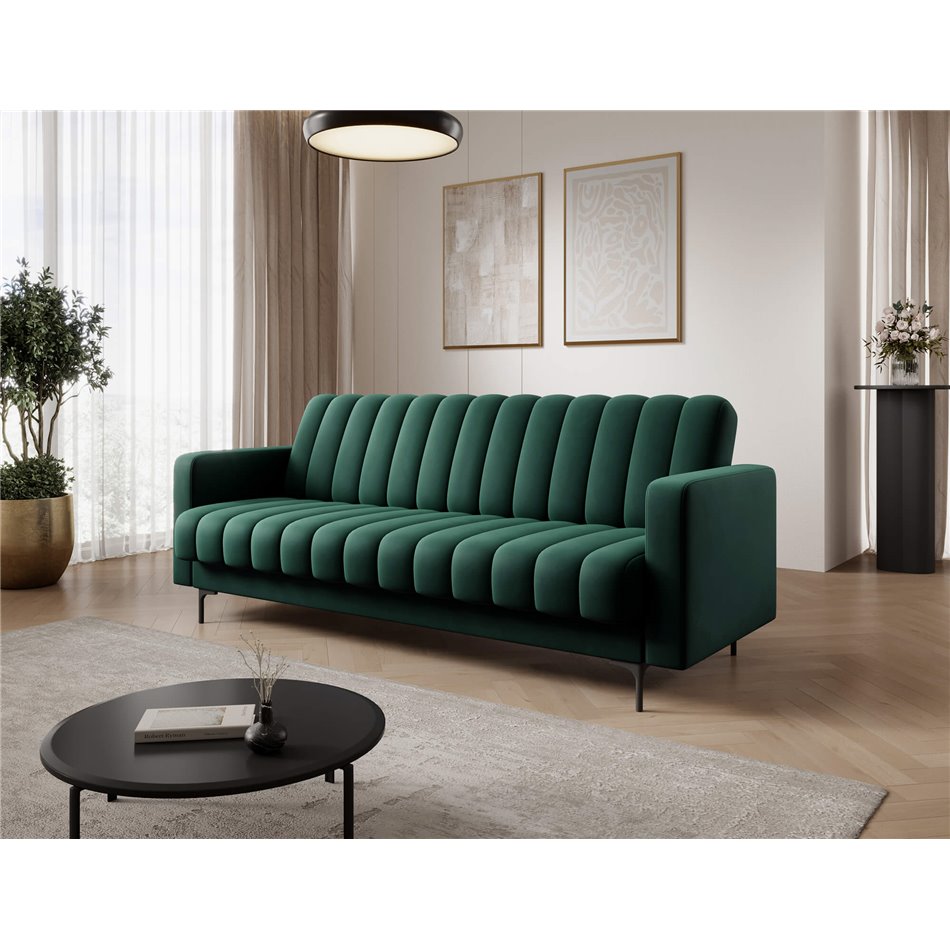 Sofa bed Eroneyy, sleeping function, Lukso 35, velvet, green, H86x212x89cm