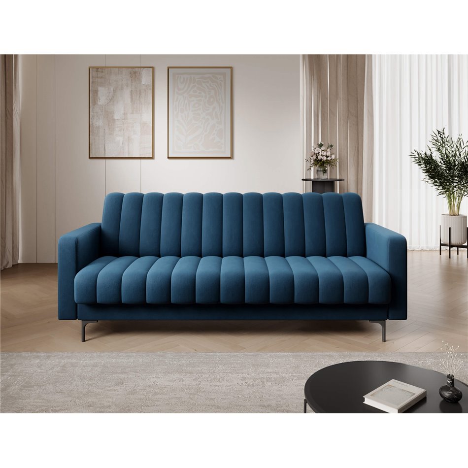 Sofa bed Eroneyy, sleeping function, Lukso 40, velvet, blue, H86x212x89cm