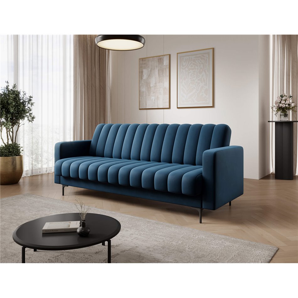 Sofa bed Eroneyy, sleeping function, Lukso 40, velvet, blue, H86x212x89cm
